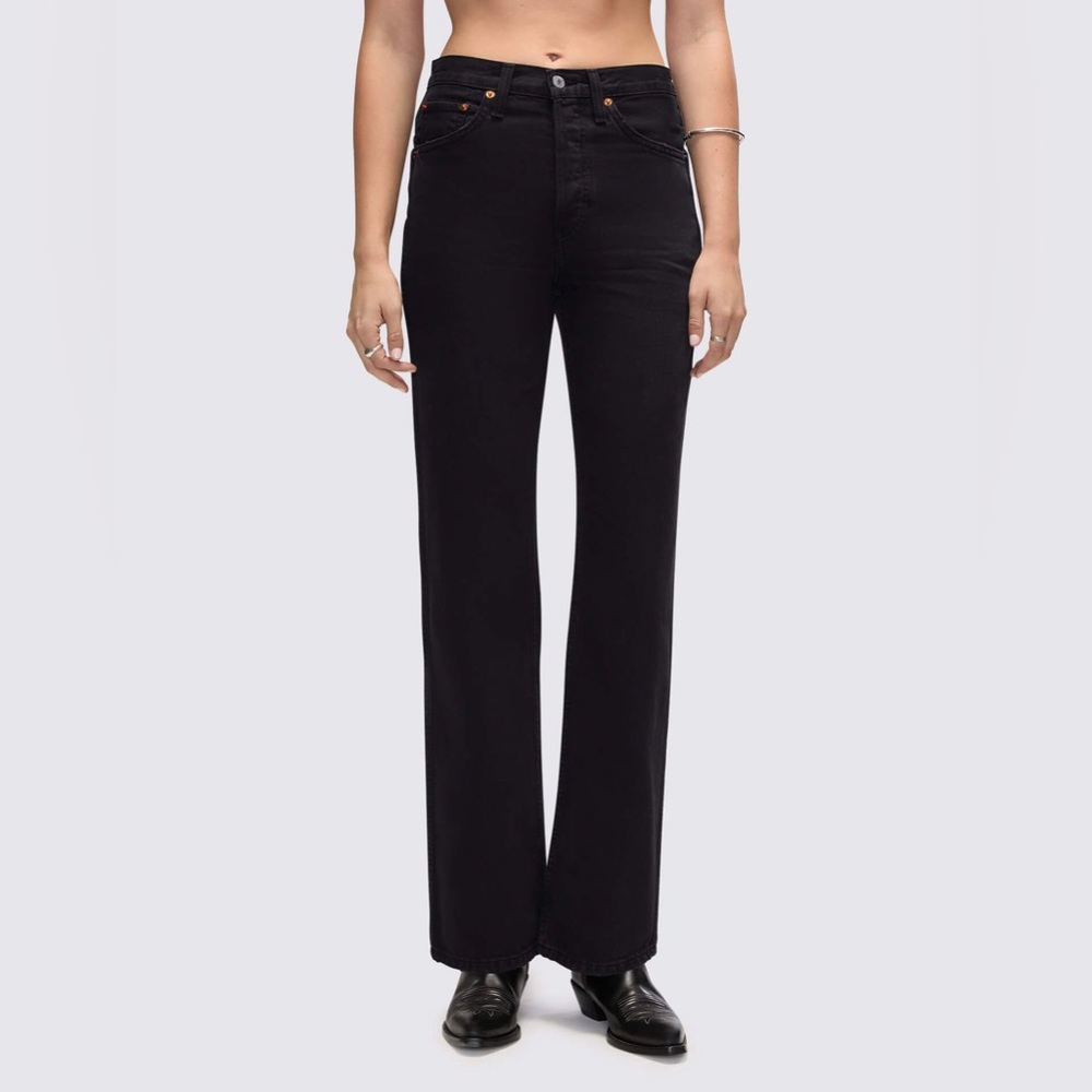 Re/Done Women's Black Wide Leg Jeans